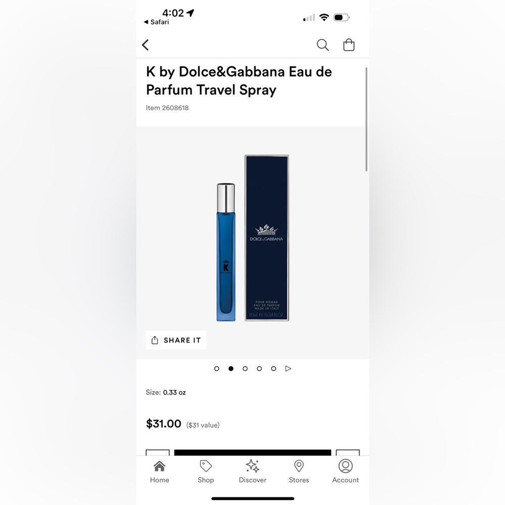 Dolce and Gabbana 10 ML fragrance